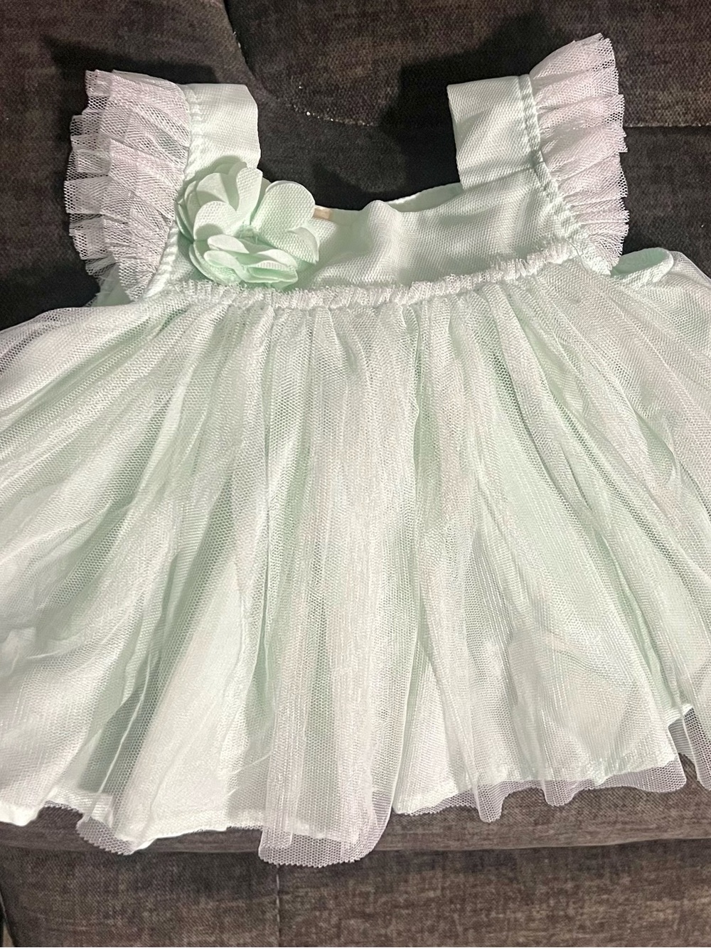 Mint Tulle Flower Girls Dressi 0-3M